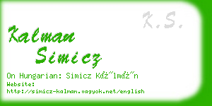 kalman simicz business card